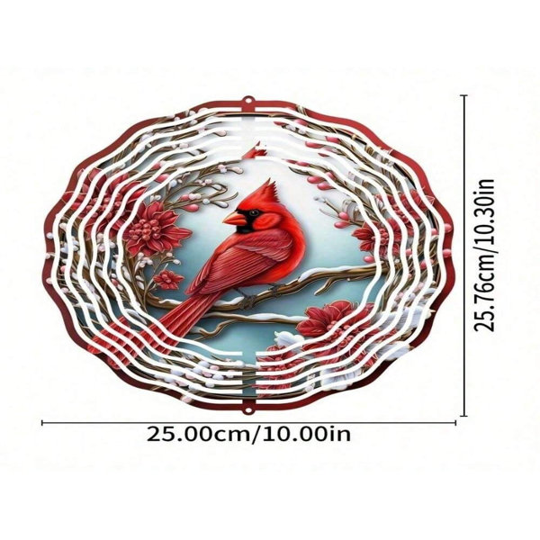 铁皮画红雀风铃旋转挂饰 户外金属花园装饰 圣诞感恩节庭院阳台挂件-2