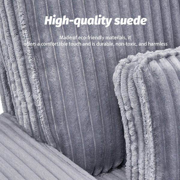 深座灯芯绒扶手椅，配拉丝不锈钢杯架与装饰靠枕，打造客厅温馨点缀椅-5