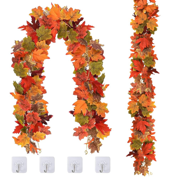 圣诞节 2pcs 9FT枫叶藤条 带挂钩-2