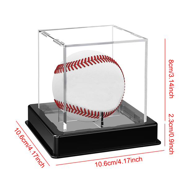 亚克力高档80*80*80透明棒球展示盒黑底座【透明+黑底托】1个-7