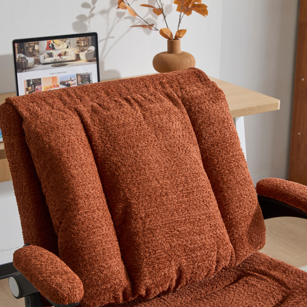 翻转式后背内置动态气囊腰靠十字交叉腿办公椅，宽座办公桌椅带翻转扶手与轮子，现代家用办公室梳妆台橙色十字交叉腿椅-19