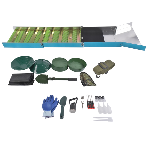 23件铝槽套装 23-Piece Gold Prospecting Equipment 50 In. Folding Sluice Box Gold Panning Kit for Gold Prospectors Hand Powered-4