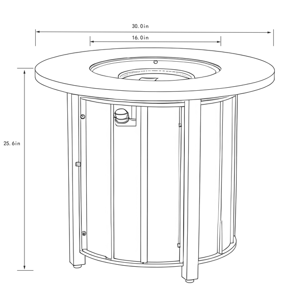 30英寸丙烷燃气火盆桌，50000 BTU圆形钢制火盆，带木纹陶瓷桌面，适用于户外露台、阳台、花园、后院 - 黑色-3