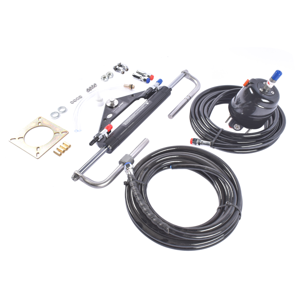 液压方向舵机套件 Hydraulic Outboard Steering System Kit 150HP Marine Outboard Steering 2x24ft Hose for Single-Engine Boats-4