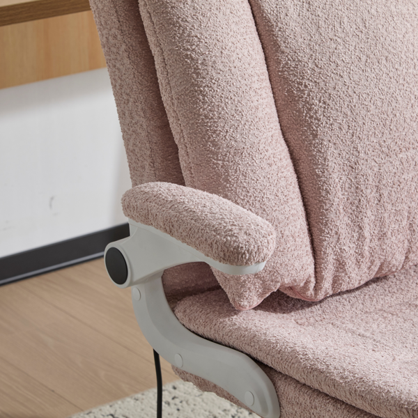 翻转式后背内置动态气囊腰靠十字交叉腿办公椅，宽座办公桌椅带翻转扶手与轮子，现代家用办公室梳妆台粉色十字交叉腿椅-12