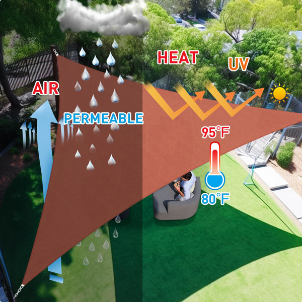 12'X12'X12' 砖红色HDPE遮阳帆-5