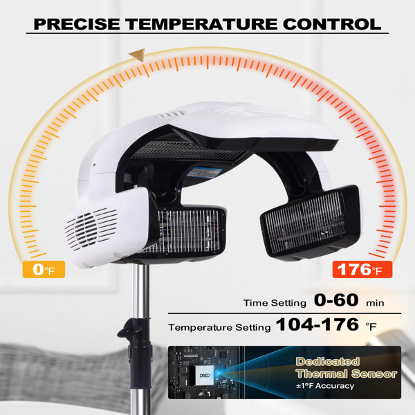 专业染发处理仪——立式五区吹风机，配备可调温度与定时器，加速染发、烫发及油护理流程——沙龙护理设备-4