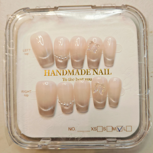 10片装高端法式纯正性感公主风粉手工假指甲（Tiktok/Temu仅支持自提）-1