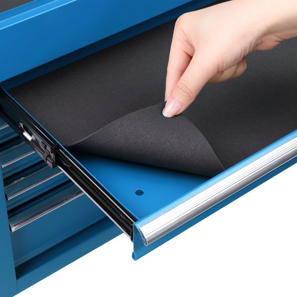 上柜5抽带锁 330lb 钢制 维修工具车 蓝色-11