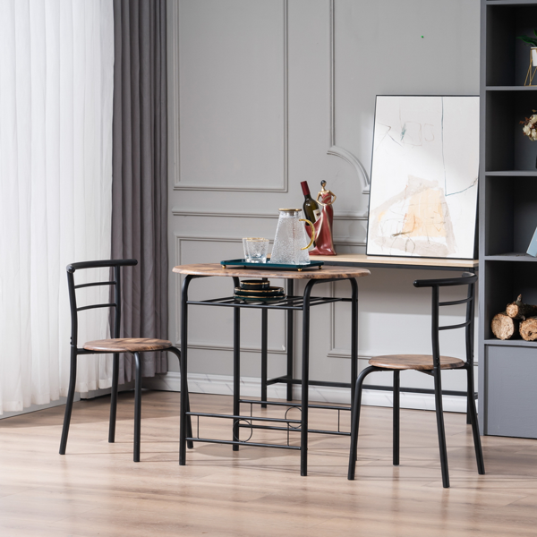 拆装 密度板 铁 火烧木色 黑色烤漆 餐桌椅套装 1桌2椅 椭圆桌面-31