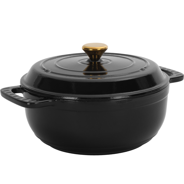 铸铁 7.5QT 烹饪锅具 纯黑色 含两个硅胶手套 珐琅锅-11