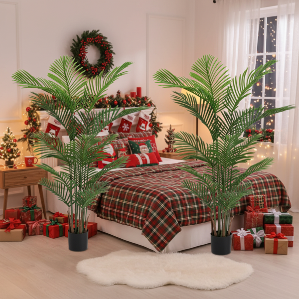 2件套5.2英尺仿真树假热带盆栽植物槟榔棕榈树适用于圣诞节室内室外家居办公室花园装饰FBA发货-7