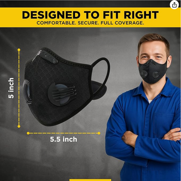 可重复使用的半面罩带过滤器的自行车户外运动面罩黑色(物流仅支持发USPS，TK/TEMU仅自提)-8