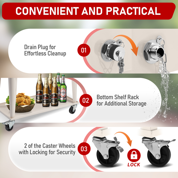 80QT 红色盖子 奶白色箱体 冷冻保温推车 87.5*38.5*91cm 长方形 塑料箱体 铁脚管 冷冻保温-7