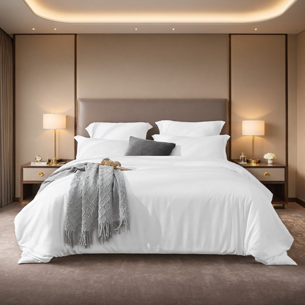 2件装白色粉色三件套套装，纯色被套包含一只被套两只枕套，男生女生单人双人床使用，四季通用，可爱男生女生卧室宿舍酒店款式，圣诞节礼物-1