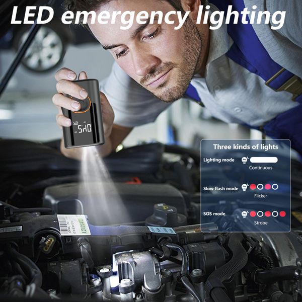 便携式大屏幕全触摸屏汽车气泵无线轮胎充气泵汽车/摩托车/自行车/球用充气机空气压缩机泵-8