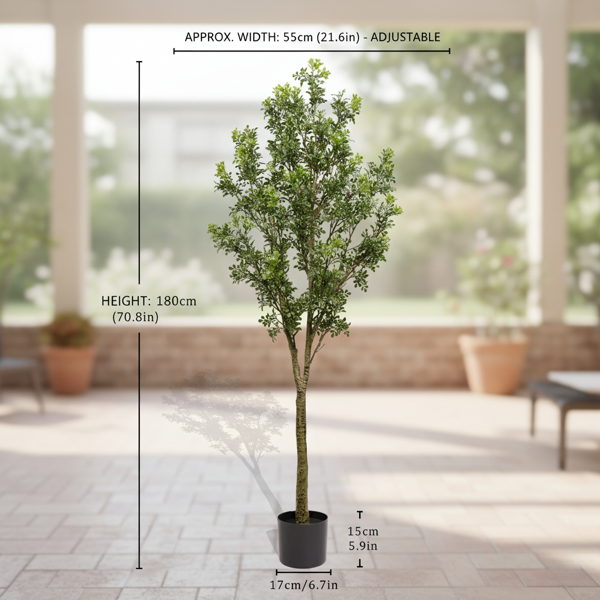 6英尺高大的人造植物绿色天然人造树假盆栽树，带有自然外观的叶子或室内家居客厅卧室办公室装饰FBA发货-12