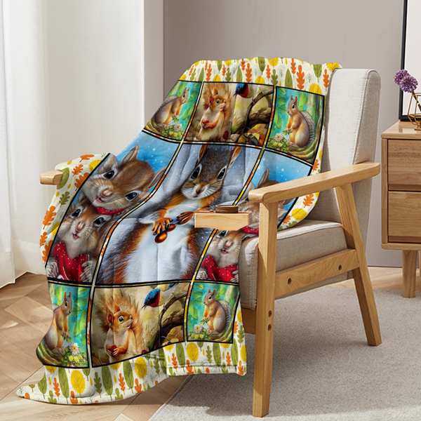 自产法莱绒毛毯 白肚松鼠 150X200cm （temu仅可自提）-9