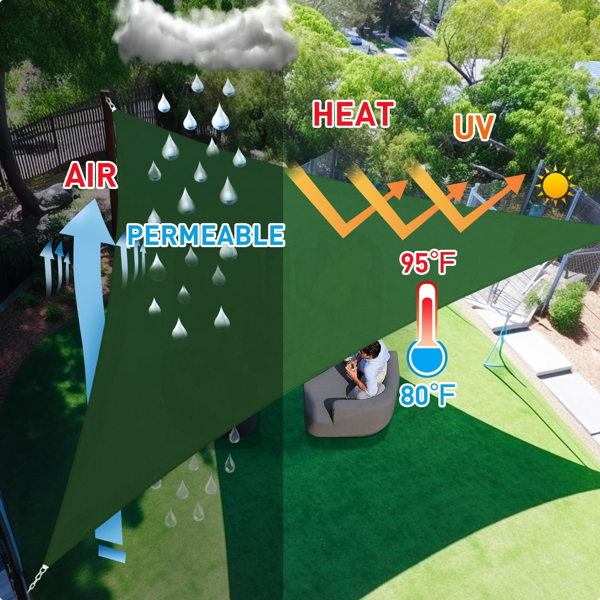 12'X12'X12' 墨绿色HDPE遮阳帆-6