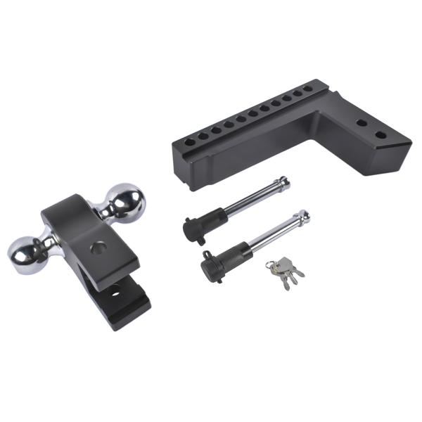 拖车挂接装置 Heavy Duty Adjustable Trailer Hitch Fits 2.5" Receiver 10" Drop/Rise 18500 LBS 2" & 2-5/16" Dual Ball with Lock & Key-6