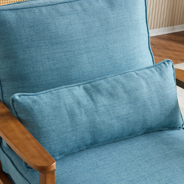 橡木扶手 单人休闲椅 橡木 软包 棉麻 藏青色 室内休闲椅-9