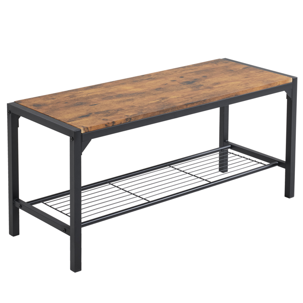 拆装 MDF 黑色铁管 火烧木 餐桌椅套装 1桌1长凳2椅 长方形-11