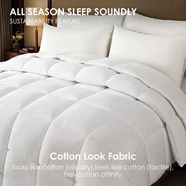 白色四季单被，超大码格子绗缝，奢华酒店卧室民宿通用，柔软亲肤被芯，四季通用，简约款式波西米亚风格，圣诞节礼物-2