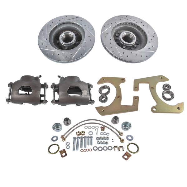 刹车盘套装 Disc Brake Kit Fit for Chevrolet GMC 3100 Base Half-Ton Pickup Truck Drilled/Slotted-2