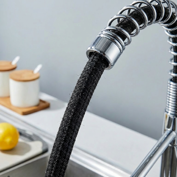 带下拉式喷雾器的厨房水龙头工业1把手1孔或3孔水龙头，适用于农舍露营者洗衣设施Rv湿吧水槽，不锈钢，铬【周末不发货，TK/TEMU订单仅支持自提】-3