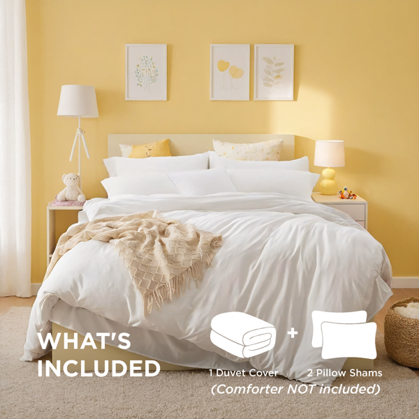 白色粉色超大码被套，包含一只被套两只枕套，聚酯纤维透气优质高品质被套套装，温馨男生女生卧室酒店通用，圣诞节礼物-3