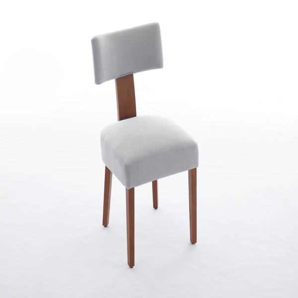 064-两把装亚麻布面料现代无扶手餐椅，弧形靠背，实木椅腿，适用于餐厅和客厅，灰色-12