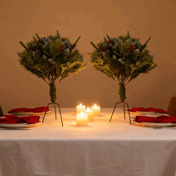 （自提可发加拿大，temu&tk下自提单）仿真圣诞树，配备8种灯光模式，50颗暖光LED灯，自动定时功能及IP44防水等级，电池供电，适用于室内外装饰。-5