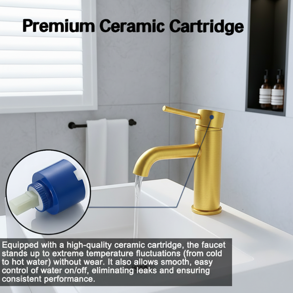 单柄浴室水龙头卫生间水龙头不锈钢单孔T10，拉丝金【周末不发货，TK/TEMU订单仅支持自提】-6