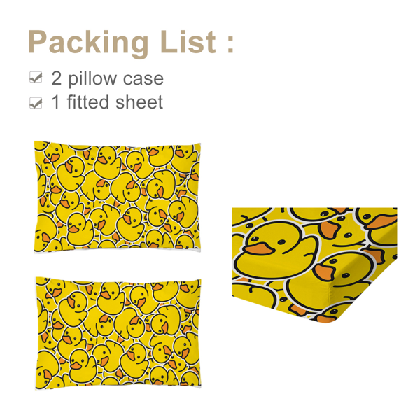 直销KT组合（床笠+枕套三件套侧边印花）连续小黄鸭 美国加大号（temu仅可自提）-3