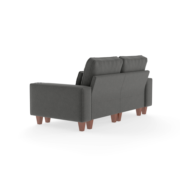 雪尼尔深座双人沙发，配拉丝不锈钢杯架及2个装饰靠枕，现代舒适客厅双人座-8