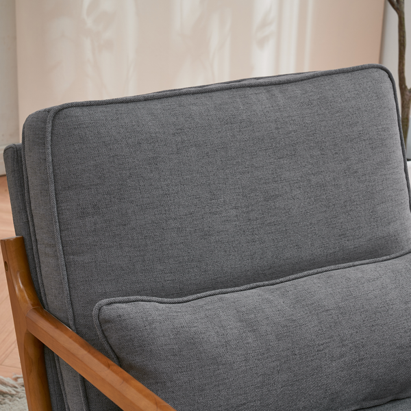 【同款编码：44658239】橡木扶手 单人休闲椅 橡木 软包 深灰色 室内休闲椅-21