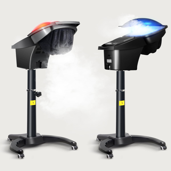 深层护理发蒸器，配备七色灯光与臭氧功能，微雾头皮保湿蒸汽仪，适用于天然/黑发护理，带可调温度，理发师专用-4