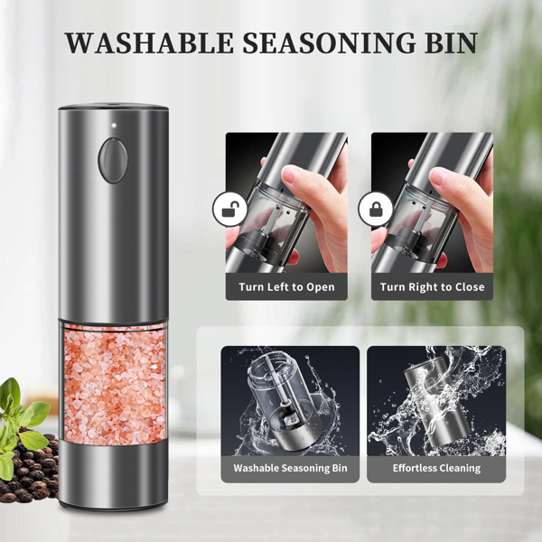 2PCS electric salt and pepper grinder set - battery-powered spice grinder, adjustable for coarseness, perfect for home kitchens, durable plastic, electric salt and pepper grinder, automatic grinder-5