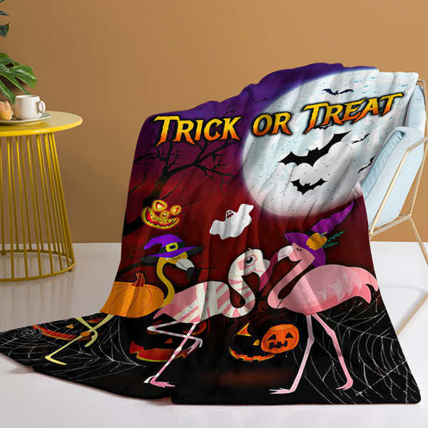 自产法莱绒毛毯 万圣火烈鸟 150X200cm （temu仅可自提）-1