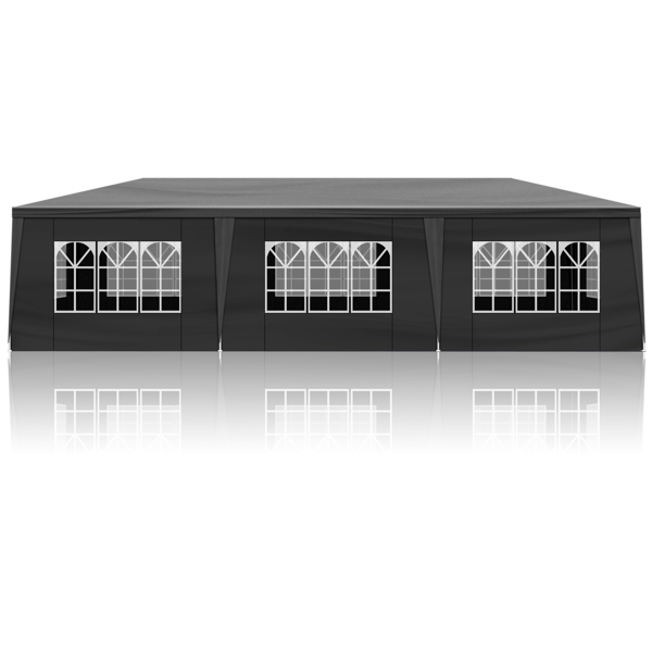 10X30ft 黑色 8围 仿折叠棚 2门6窗 钢管喷塑 PE布-6