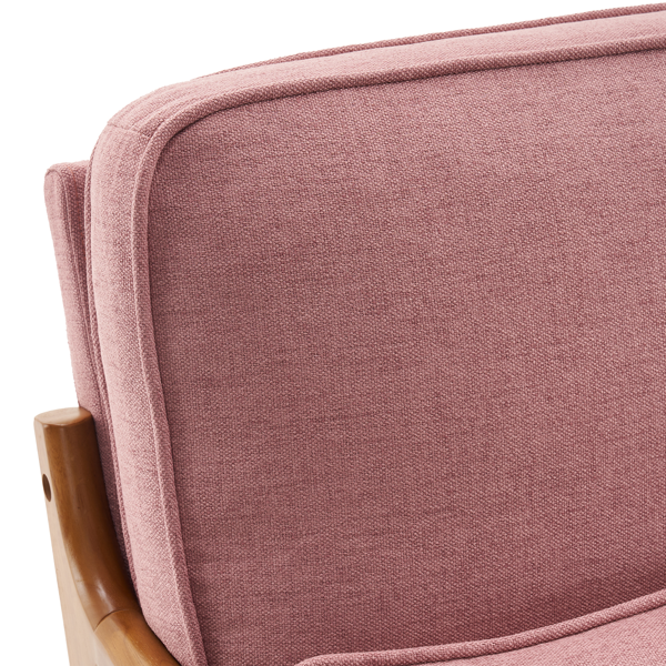 【同款编码：82873273】橡木扶手 单人休闲椅 橡木 软包 桃红色 室内休闲椅-26