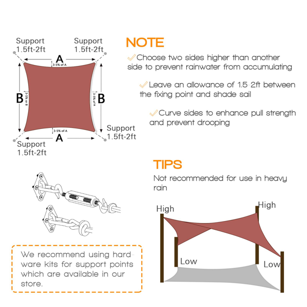 10'X13' 砖红色HDPE遮阳帆-2