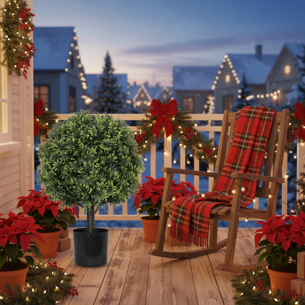 2件套22英寸人造树天然植物黄杨木球人造植物常青盆栽灌木适用于圣诞节、门廊、庭院、入口、室内家居客厅装饰FBA发货-4