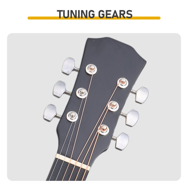 41寸 D桶缺角 椴木 原声 民谣吉他 哑光黑-5