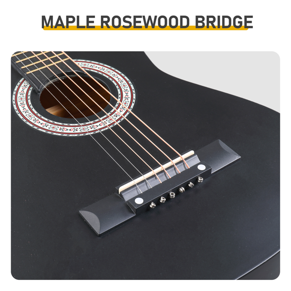 30寸 圆桶 椴木 原声 民谣吉他 哑光黑-10