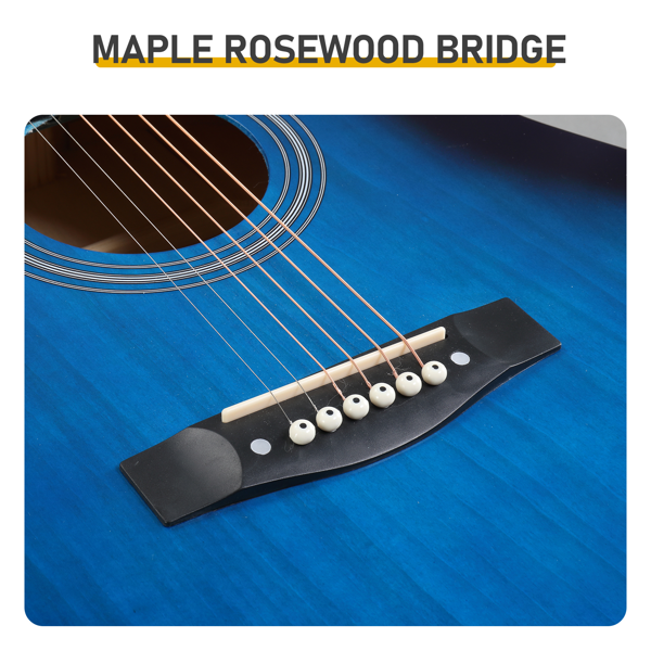 41寸 D桶缺角 椴木 原声 民谣吉他 罩光蓝-10