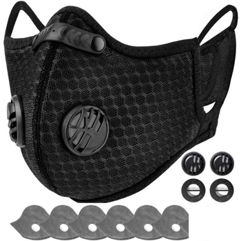 可重复使用的半面罩带过滤器的自行车户外运动面罩黑色(物流仅支持发USPS，TK/TEMU仅自提)