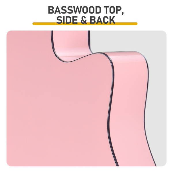 41寸 D桶缺角 椴木 原声 民谣吉他 罩光粉-13
