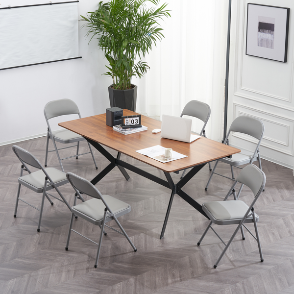 【同款编码：31709558】6pcs PVC 钢管 灰色 软包折叠椅 40*45*78cm-31