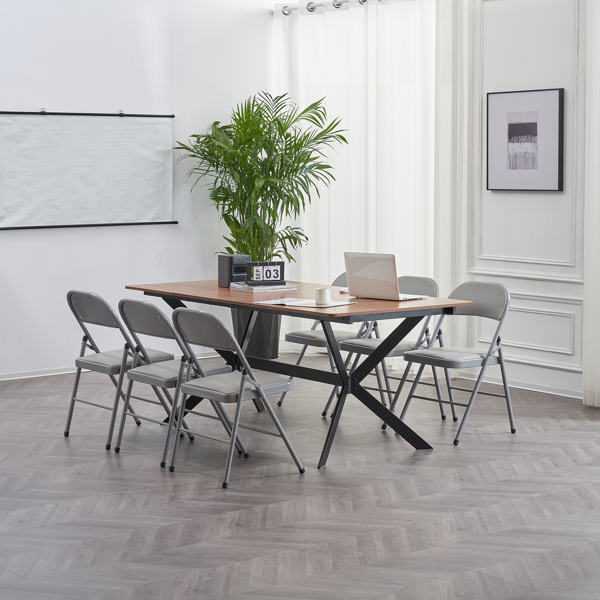 【同款编码：31709558】6pcs PVC 钢管 灰色 软包折叠椅 40*45*78cm-60